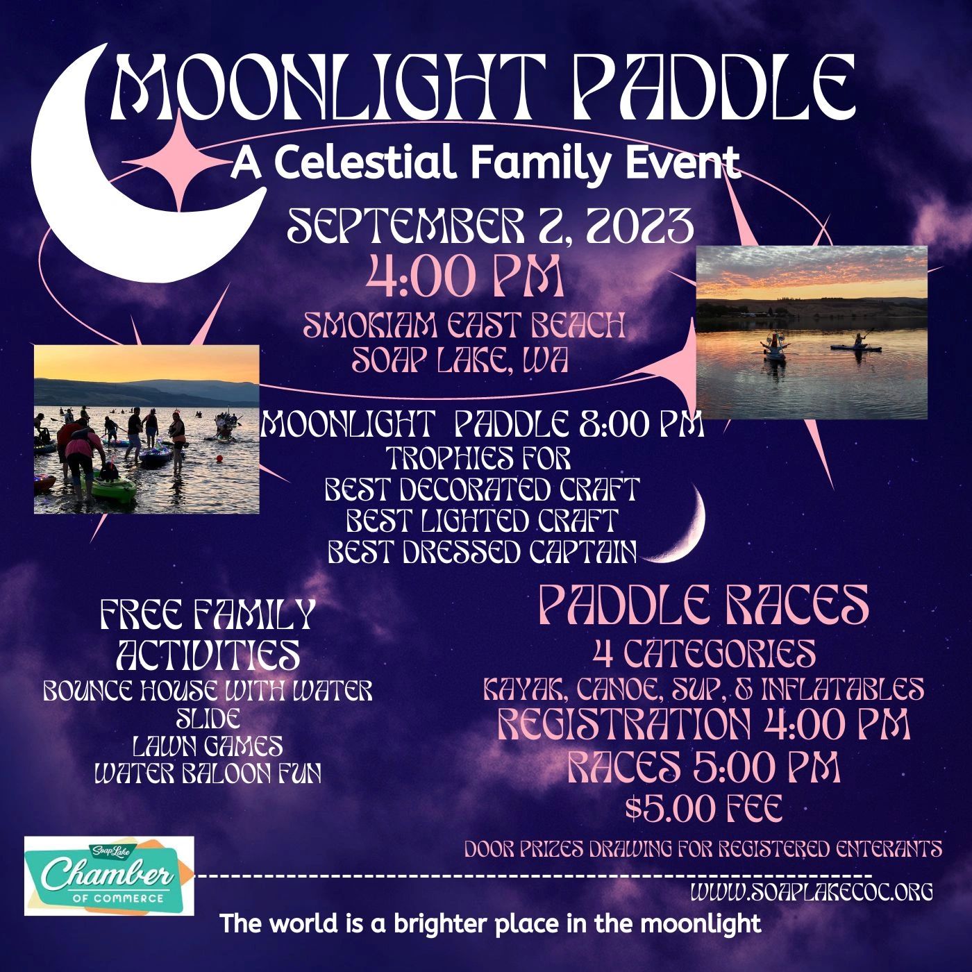 Moonlight Paddle September 2, 2023, Smokiam East Beach in Soap Lake, WA